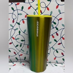 Starbucks Metallic Green and Yellow Tumbler